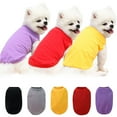 thumbnail image 1 of Flmtop Costume de Chien Couleur Unie Col Rond Coton à Deux Pattes Chiot Gilet Chemise pour l'Été Rouge, 1 of 9