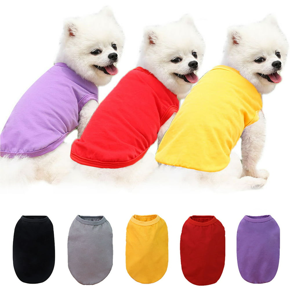 SPRING PARK Dog Blank Shirts Solid Color Round Neck Dog T-Shirts Cotton ...