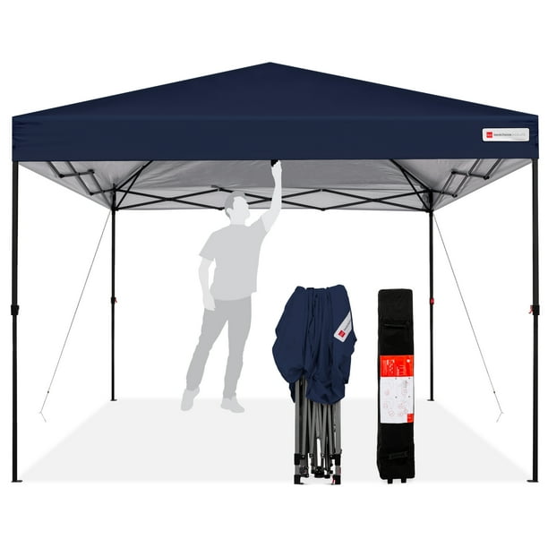 Best Choice Products 10x10ft Easy Setup Pop Up Canopy Instant Portable Tent W 1 Button Push Wheeled Carry Case Blue Walmart Com