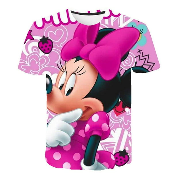 Disney Kids T-shirt Mickey Mouse Cartoon Girl T-shirt Short Sleeve Kids Street o Collar Kids Girl Loose T-shirt Ages 1-147T Gao Jinjia LED