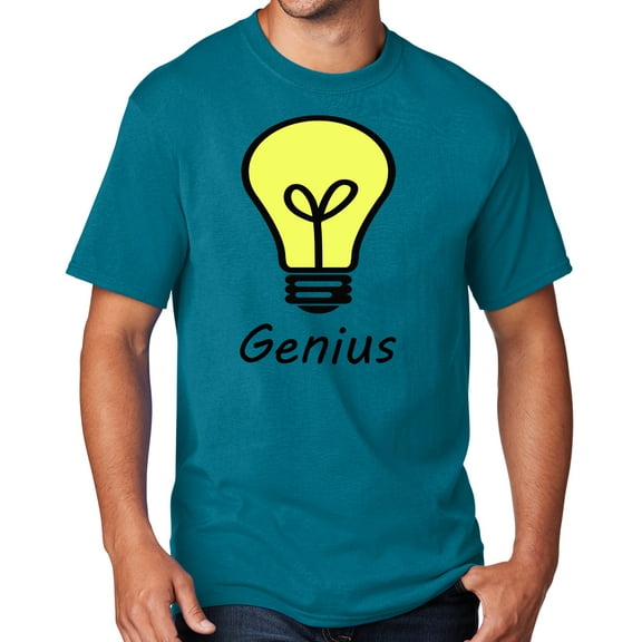 Men's Genius Lightbulb T-shirt, 3XL Teal Blue - TALL