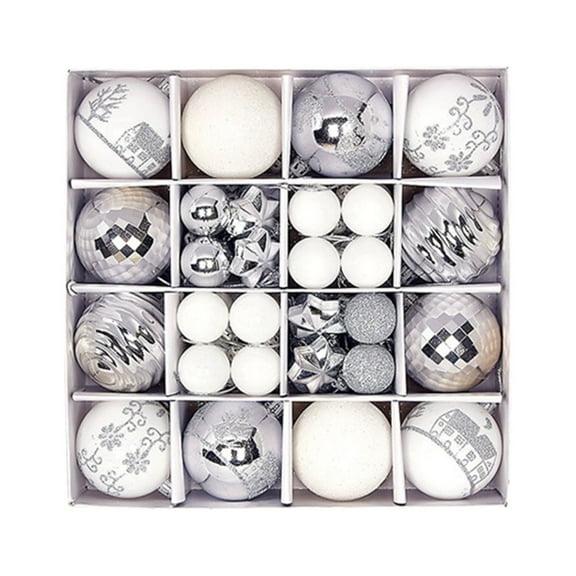 44Pcs Christmas Ball Christmas Ornaments White 30mm/1.18", Christmas Tree Ornaments Balls for Xmas Christmas Tree Decorations Shatterproof Christmas Balls for Holiday Wedding