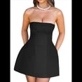thumbnail image 2 of Vestido Corto de Fiesta de Graduación con Corte en A y Sin Tirantes para Mujer Negro L, 2 of 10