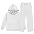 thumbnail image 7 of Mercatoo Girls Boys 2 Piece Tracksui𝐭 Wide Leg Sweatpants & Hooded Sweatshirt Elastic Waist Baggy Straight Leg Pants Athletic Outfits, 7 of 7