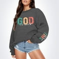 thumbnail image 2 of Women Crew Neck Pullover Crewneck Sweatshirts Women Cute Women's Casual Crewneck Sweatshirt Long Sleeve God Print Basic Top for Daily Wear Outfit Versatile Staple Xxl, 2 of 4