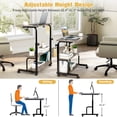 thumbnail image 4 of Hassch Mobile Computer Workstation with USB Ports & AC Outlets, 31.5-Inch Compact Laptop Desk with Storage Shelves and 2 Side Hooks, 26.4"-41.5" Height Adjustable, Gray Oak, 4 of 9