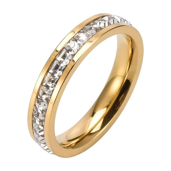 Luxury Golden Silver Color Double Row Square Zircon 14K Yellow Gold Ring For Women Romantic Engageme Wedding Party Jewelry Female