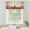 thumbnail image 3 of Paris Eiffel Tower Valance Rod Pocket Window Curtain for Kitchen Retro Rose butterfly Privacy Window Valances for Living Room Kitchen 54 by 18 in, 1 Panel, 3 of 6