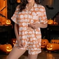 thumbnail image 2 of JAJAHO Halloween Women Pajama Sets Short Sleeve 2 Piece Pj Set Matching Button Shirt With Shorts, 2 of 5