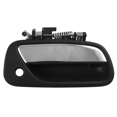 Door Handle Base Passengers Front Outside Door Handle w/ Keyhole Black Base & Chrome Lever Replacement for Toyota T100 69210-34020 ()