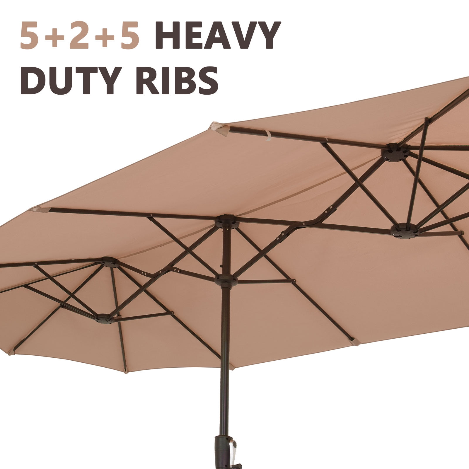 Ainfox 13ft Large Patio Umbrella,Outdoor Double-Sided Rectangle Market Heavy Duty Umbrellas without Base, Khaki