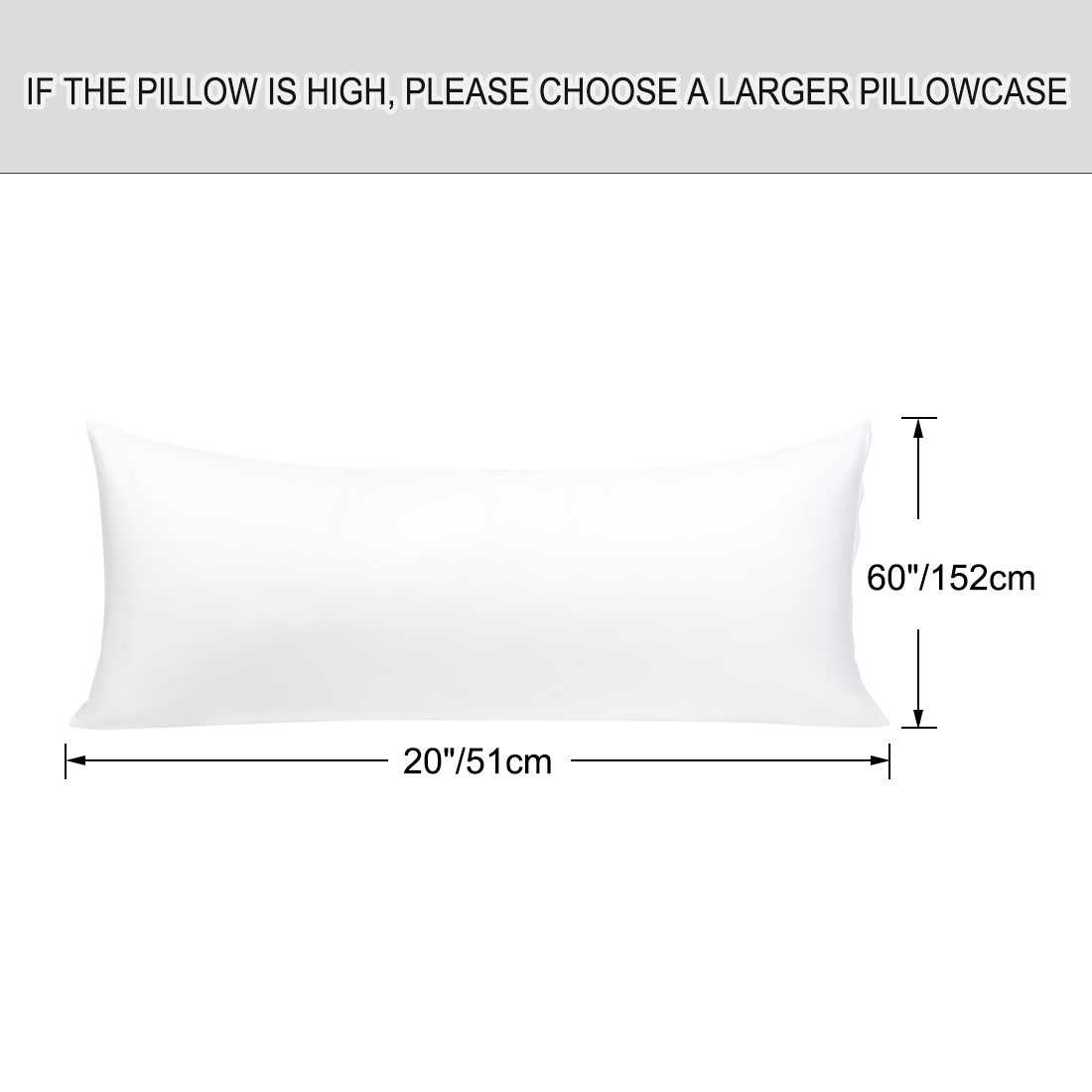 Unique Bargains Pillowcases 2 Pack 100% Cotton Body Pillow Covers White 20" x 60"