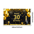 thumbnail image 3 of Black Background Golden Glitter Happy 30th Birthday Banner Party Supplies Backdrop Photography Props for Birthday Party Celebration Decorations Balloon Event Photo Booth, 3 of 8
