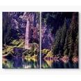 thumbnail image 3 of PixonSign Canvas Print Wall Art Set Waterfall Above Forest Lake Nature Wilderness Photography Realism Contemporary Landscape Colorful Multicolor Ultra for Living Room, Bedroom, Office - 16"x24"x2, 3 of 5