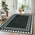 thumbnail image 4 of Garvee 8x10 Geometric Bordered Rug Solid Area Rug with Non Slip Backing, Washable Rug Soft Neutral Floor Mat for Living Room Bedroom Dining Room, Black, 4 of 6