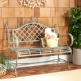 thumbnail image 2 of SAFAVIEH Abner Outdoor Patio Wrought Iron Garden Bench, Antique Green, 2 of 8