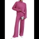 thumbnail image 2 of Conjuntos de 2 Piezas para Mujer para Otoño: Suéter de Punto de Viaje, Pantalones Anchos y Chándal para Estar en Casa. Rosa Roja M, 2 of 9