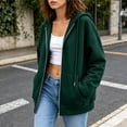 thumbnail image 5 of Edvintorg Oversized Hoodies for Women Long Sleeve Loose Casual Sweatshirt Drawstring Zip up Hooded Top with Pocket Women’S Clothing Green M, 5 of 7