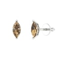 thumbnail image 2 of 1.0 Ct Marquise Cut Studs Champagne Crystal 18K White Solid Gold Everyday Dainty Earrings Push Back, 2 of 7