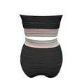 thumbnail image 3 of High Waisted Bandeau Bikini Set Women Strapless Two Piece Swimsuits Ribbed Longline Full Coverage Bathing Suits Swimwear Junior Swimsuit with Shorts Front Tie Skirt Set Womens Swimsuit Shorts Long, 3 of 4