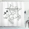 thumbnail image 1 of Zodiac Sagittarius Shower Curtain, Monochrome Centaur Doodle with Bow and Arrow Astrology Themed Image, Fabric Bathroom Set with Hooks, 69W X 84L Inches Extra Long, Black and White, by Ambesonne, 1 of 3