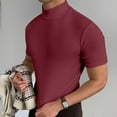 thumbnail image 4 of ohmzyzo Mens Mock Neck Shirts Turtleneck Short Sleeve Casual Basic T-Shirts Ribbed Solid Color Undershirt Tops, 4 of 9