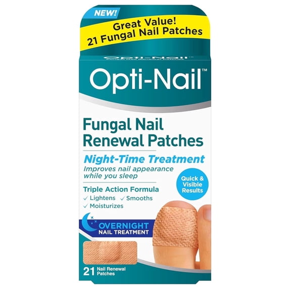 Opti-Nail Fungal Nail Renewal Patches, Night-Time Treatment Improves Nail Appearance While You Sleep, 21 Patches