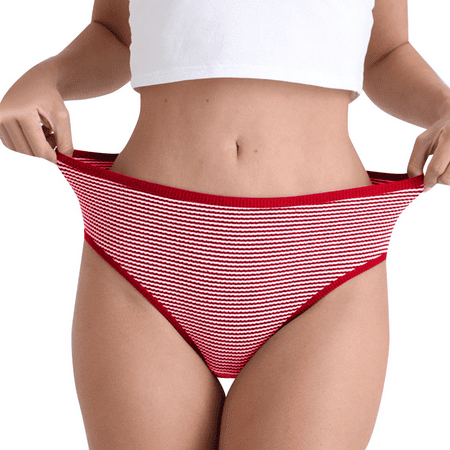 Fulorrnie Underwear for Women Comfort Briefs Breathable Seamless Panties High Waist Elastic Panty  Red  10-12