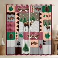 thumbnail image 1 of Moose Lodge Windows Drapes Block 30%-50% Light,Rustic Famhouse Boat Bass Fish Adventure Curtains,Retro Brown Gray Red Plaids Stripes Patchwork Window Drapes 38Wx54L Inches Set of 2, 1 of 6