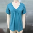 thumbnail image 4 of Vmvidoty Womens Plus Size Classic-fit Short-sleeve V-neck T-shirt Blue L, 4 of 9