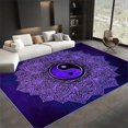 Area Rug For Living Room, Washable Mandala Art Flower Symbols Printed