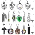 thumbnail image 1 of Set de joyas Ecation, 15 unidades, collar de acero inoxidable con forma de ceniza, color verde, 1 of 7
