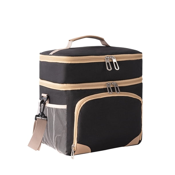 Fiambrera grande aislada, bolsa de almuerzo doble resistente, bolsa refrigerada a prueba de fugas, adecuada para hombres y mujeres, adultos, vuelo, playa, viaje de un día