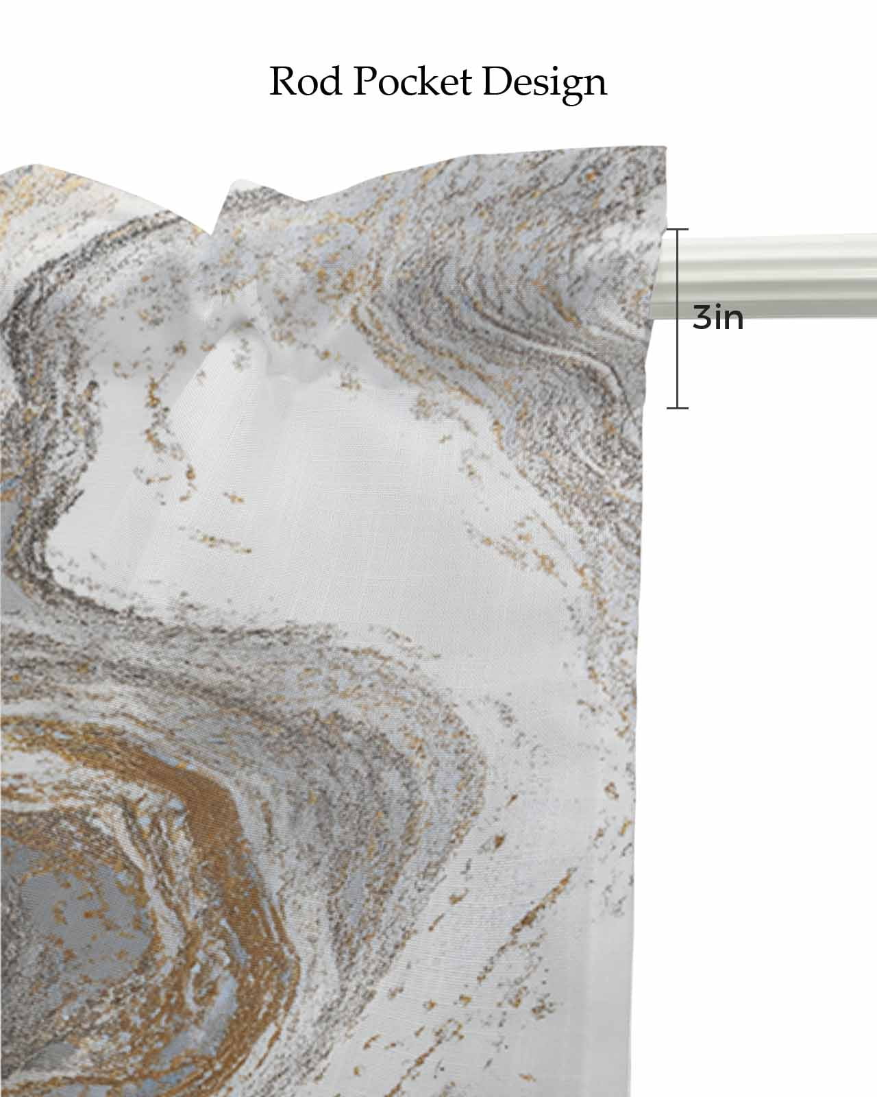 Gray Marble Kitchen Valances for Windows Farmhouse Linen Window Valance Curtain for Living Room Window Treatment Farmhouse Vintage Abstract Ombre Texture Valance Rod Pocket Topper Drape, 60 x 18 Inch