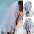 thumbnail image 1 of Trayknick 40cm Beautiful with Comb Net Yarn Bridal Veil Single Layer Ribbon Edge Short Veil Hair Accessories Style 1, 1 of 13