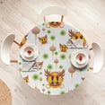 thumbnail image 4 of Ambesonne Emoji Fitted Round Tablecloth, Chinese Folk Dragons Motifs, 45"- 56" Diameter, Green Orange Pale Salmon, 4 of 5
