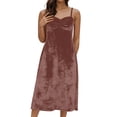 thumbnail image 2 of TAGOLD Womens Camis Sleeveless Dress Solid Color Camisole Velvet Ruffled Loose Summer Midi Dress, 2 of 5