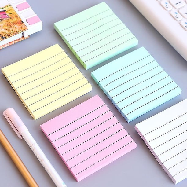Lined Sticky Notes With Lines 3*3 Self-stick Notes 5 Candy Color 5 Pads ...