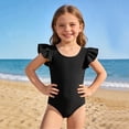 thumbnail image 2 of lnmuld Girls One Piece Swimsuit Ruffle Sleeve Solid Kids Bathing Suit for Toddlers Size:6-7 Years, 2 of 9