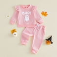 thumbnail image 2 of Staki Kids Baby Girl Halloween Outfit Pumpkin Print Bell Bottoms Fall Toddler Flare Clothes Set 0-3T,6-12 Months, 2 of 9