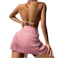 thumbnail image 6 of REORIAFEE Womens Tankini Swimsuits Fashionable Beachwear Split Bikini Three Piece Swimsuit Pink L, 6 of 6