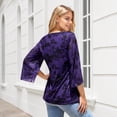 thumbnail image 4 of Womens Dressy Blouses 3/4 Sleeve V Neck Ruffle Floral Tunic Casual Layering Shirts, 4 of 6