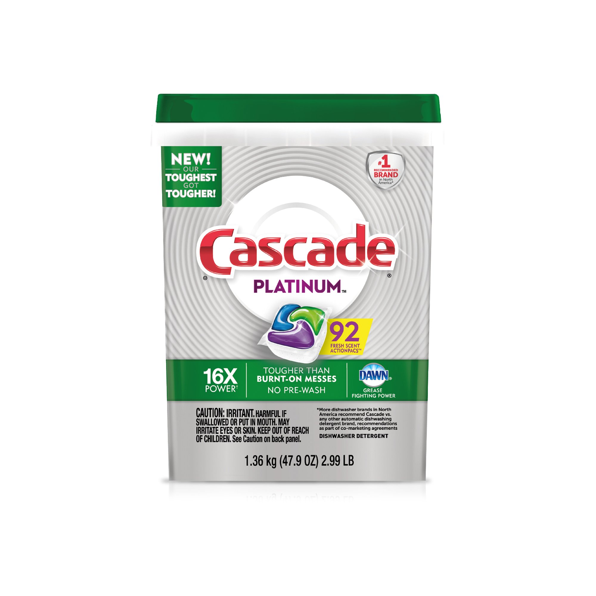 Branded Cascade Platinum ActionPacs Dishwasher Detergent, Fresh (92 ct