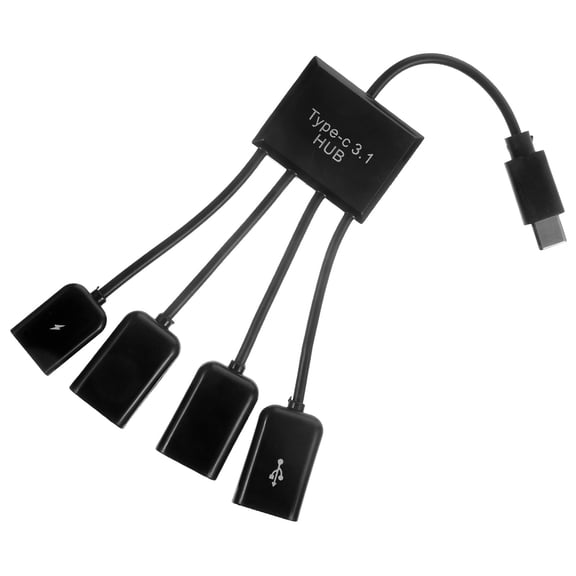 FOMIYES 1Set Black USB Hub Adapter Otg Connection Cable with 4 Port Extension for Computer