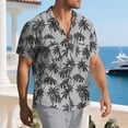 thumbnail image 6 of Fnnxeal Mens Slim Fit Tropical Hawaiian Shirt Short Sleeve Button Down - Gray Palm Print Breathable Rayon for Beach Vacation Resort,Size 3XL, 6 of 9