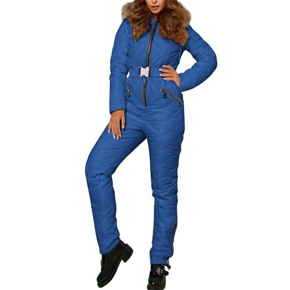 LANGWYQU Long Sleeved Winter Fashion Hooded Zipper Snowsuit One Piece Jumpsuit