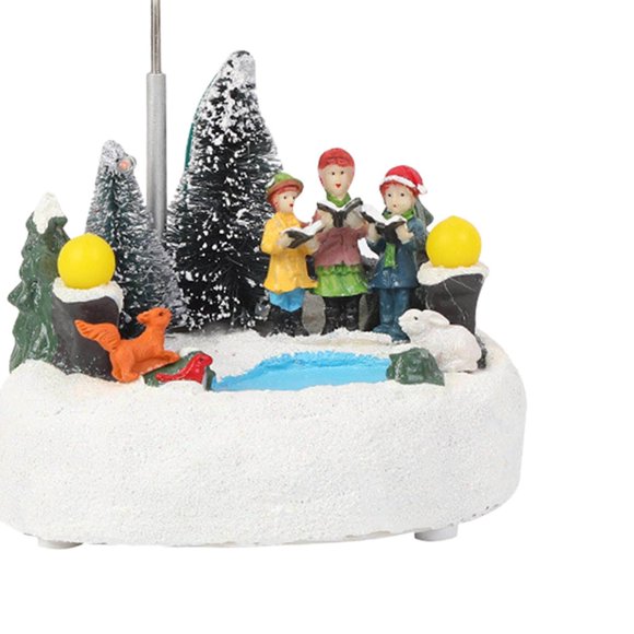 Xingzhi Christmas Village Scene Musical LED Light Rotating Ornament Santa and Deer