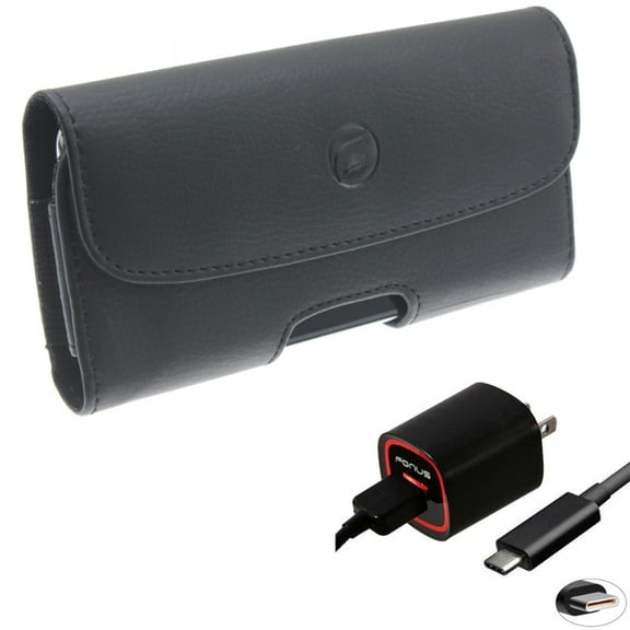 Home Charger w Case Belt Clip for Samsung Galaxy S22 Plus,S22 S20 Fan Edition,Fan S21 FE 5G - 2.4A USB-C Cable TYPE-C, Leather Holster Cover