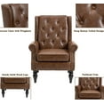 thumbnail image 4 of Lin-Utrend Mid-Century Wingback Accent Chair, Brown Microfiber with Buttons (1 Piece), 4 of 9