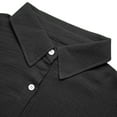 thumbnail image 5 of Blouses For Women Dressy Casual Cotton Button Up Shirt, Rolled 7 Inch Sleeves, Summer V Neck Beach Top, Double-Layer Wrinkled Fabric 1pc, Black L, Size S-5XL, 5 of 9